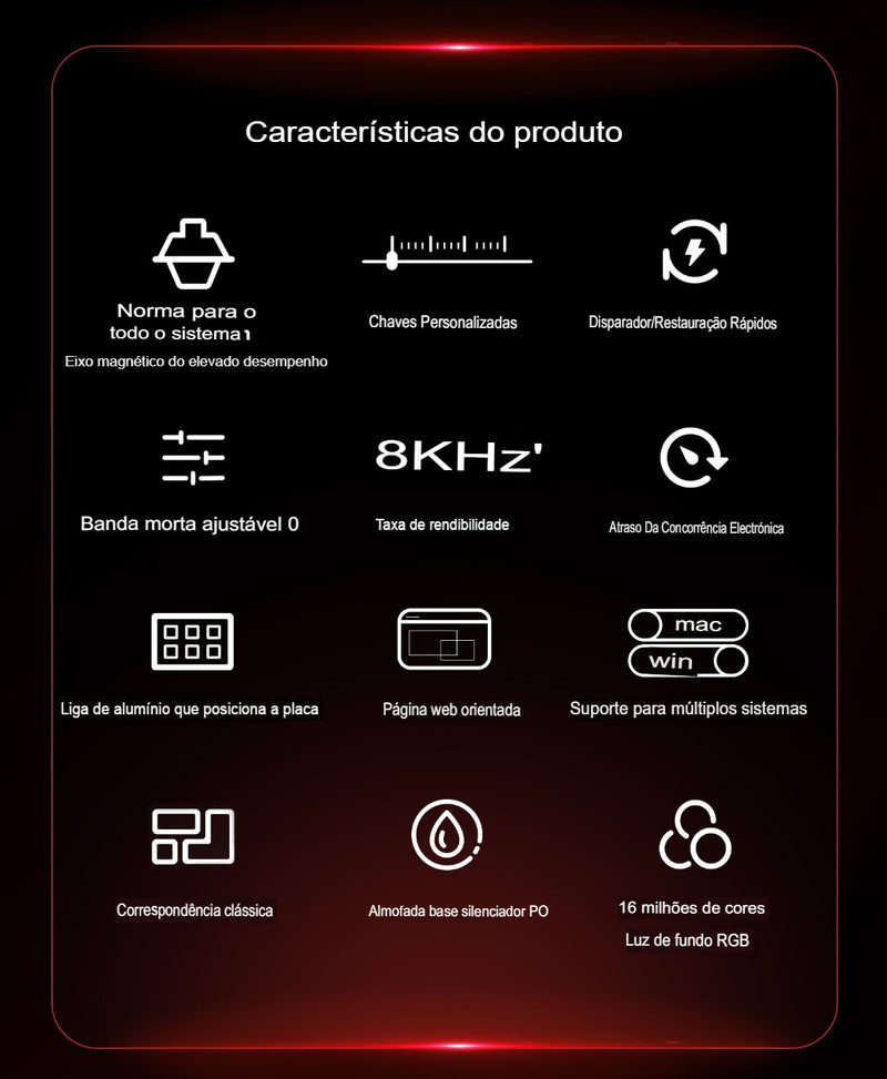 Teclado Mecânico Gamer Profissional MAD60/68 - Switch Magnético