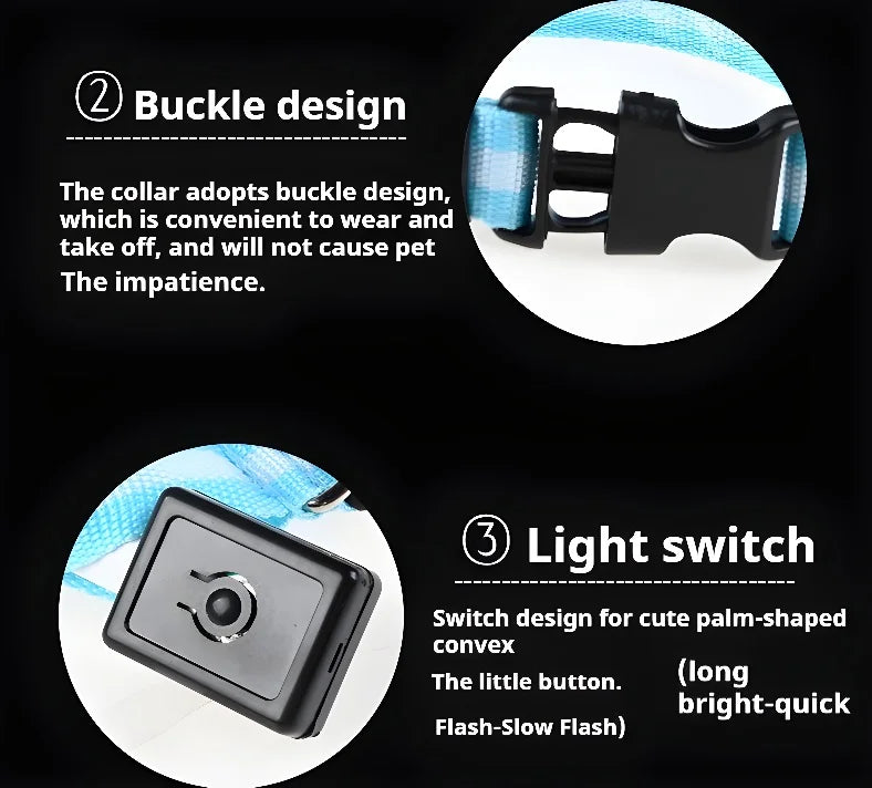 Coleira Iluminada para Pets – Nylon com LED