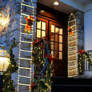 🎄 Papai Noel Subindo Escada de Luz – Decoração Natalina 3 m com LED Quente para Fachada, Janela e Jardim