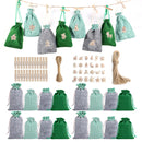 🎄 Kit 24 Sacos Natalinos com Contagem Regressiva – Calendário do Advento Decorativo com Cordão, Pregadores e Etiquetas