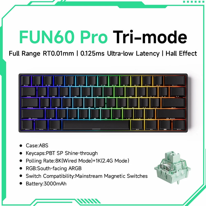 Teclado Mecânico Akko MonsGeek FUN60 – RGB, Switch Magnético e Alta Performance