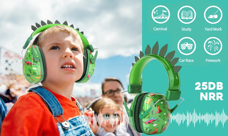 Fone Infantil Antirruído com Estilo Dinossauro – Conforto e Proteção Auditiva