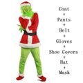 🎅 Fantasia Grinch Natalina Unissex – Roupa Verde com Acabamento Vermelho e Branco | Conjunto Completo para Festas e Cosplay