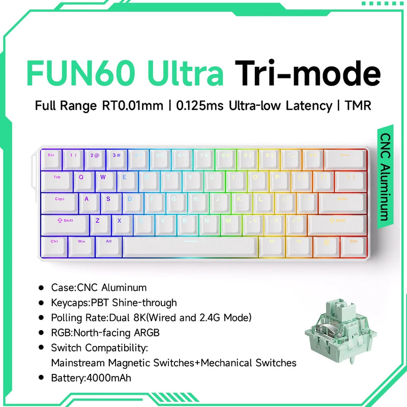 Teclado Mecânico Akko MonsGeek FUN60 – RGB, Switch Magnético e Alta Performance