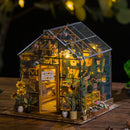 🏡 Miniatura Casa de Boneca Iluminada DIY – Estufa de Vidro Artesanal com Luz LED