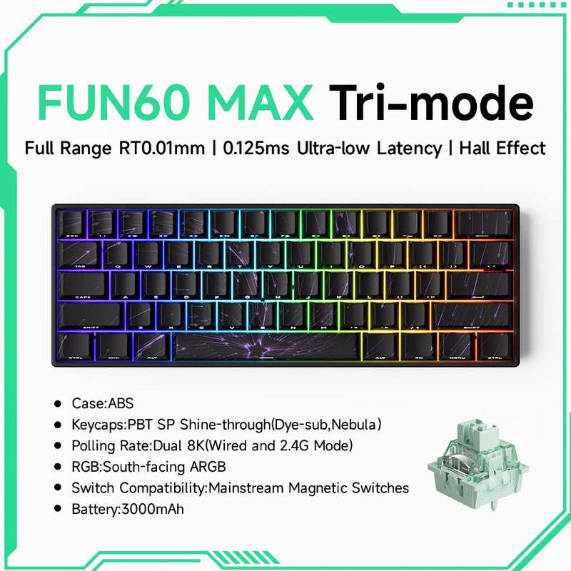 Teclado Mecânico Akko MonsGeek FUN60 – RGB, Switch Magnético e Alta Performance