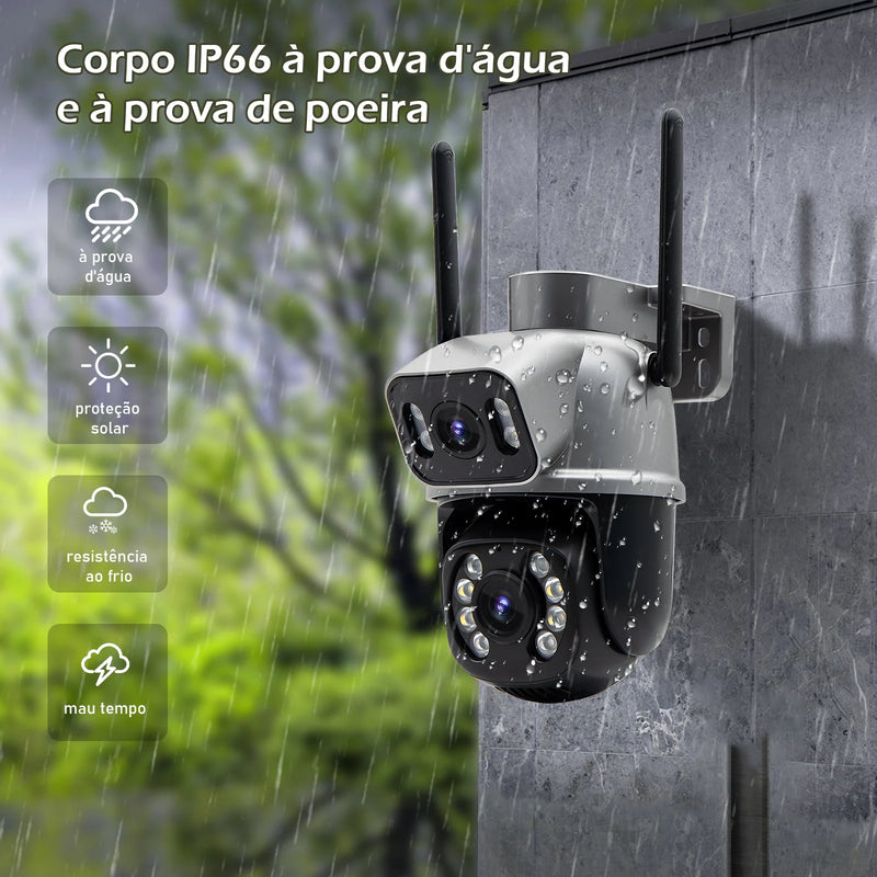 Câmera de Segurança com Lente Dupla – Imagem HD e Ampla Cobertura