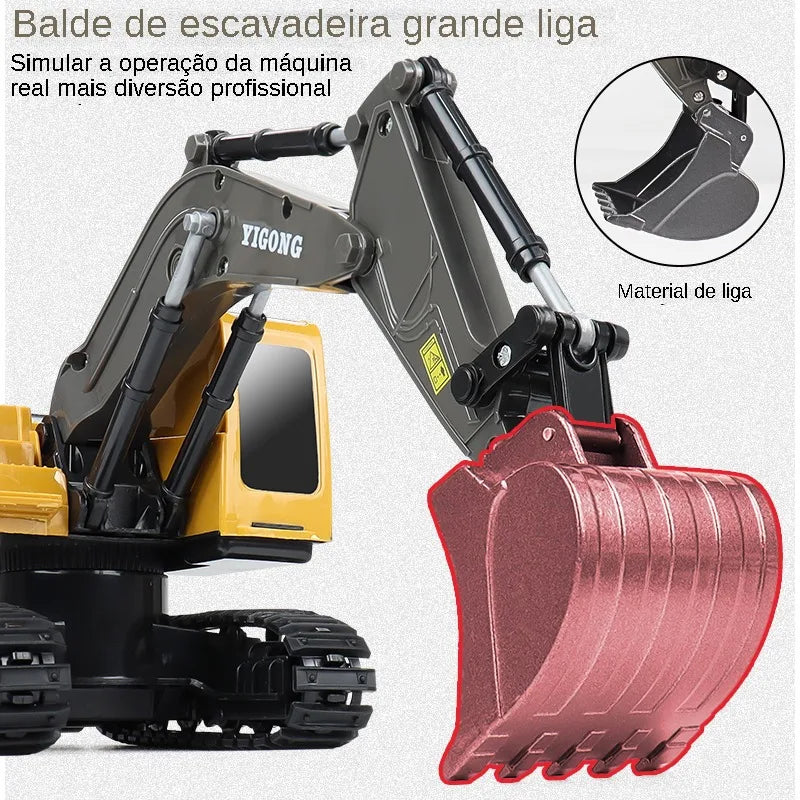Escavadeira e Caminhão de Obra com Controle Remoto