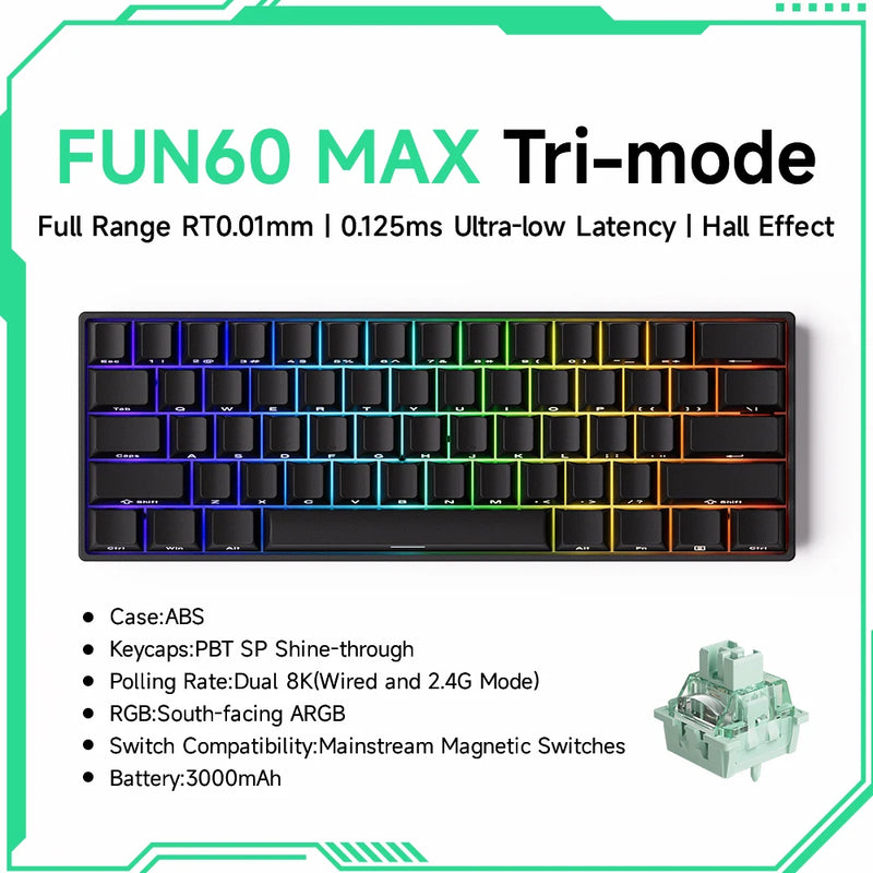 Teclado Mecânico Akko MonsGeek FUN60 – RGB, Switch Magnético e Alta Performance