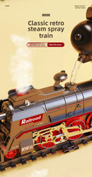 Trem a Vapor Premium Retrô com Controle Remoto – Luxo, Luzes, Som e Fumaça Realista 🚂💨