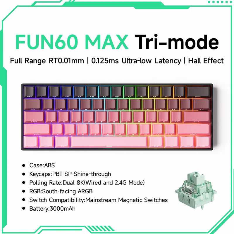 Teclado Mecânico Akko MonsGeek FUN60 – RGB, Switch Magnético e Alta Performance