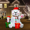 Urso Polar com Pinguim Inflável de Natal- 1,83m  – LED Rotativo para Jardim