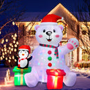 Urso Polar com Pinguim Inflável de Natal- 1,83m  – LED Rotativo para Jardim
